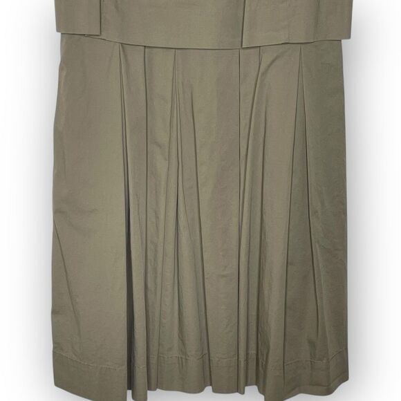 Banana Republic Layered Poplin Fit and Flare Dress Green Brown Women’s Size 10 - Picture 4 of 11